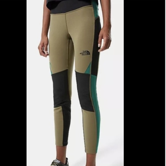 NWOT North Face Womens Steep Tech High Rise Flece Tights/Leggings Green/Black S - Picture 11 of 15